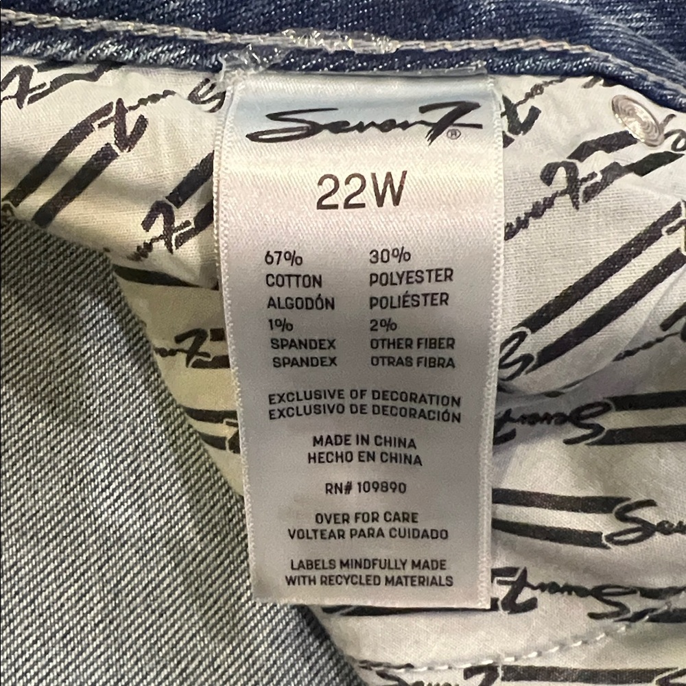 Seven7 NEW Loose Straight Leg Jean Women 22W Blue Denim High Rise Authentic - Picture 9 of 9